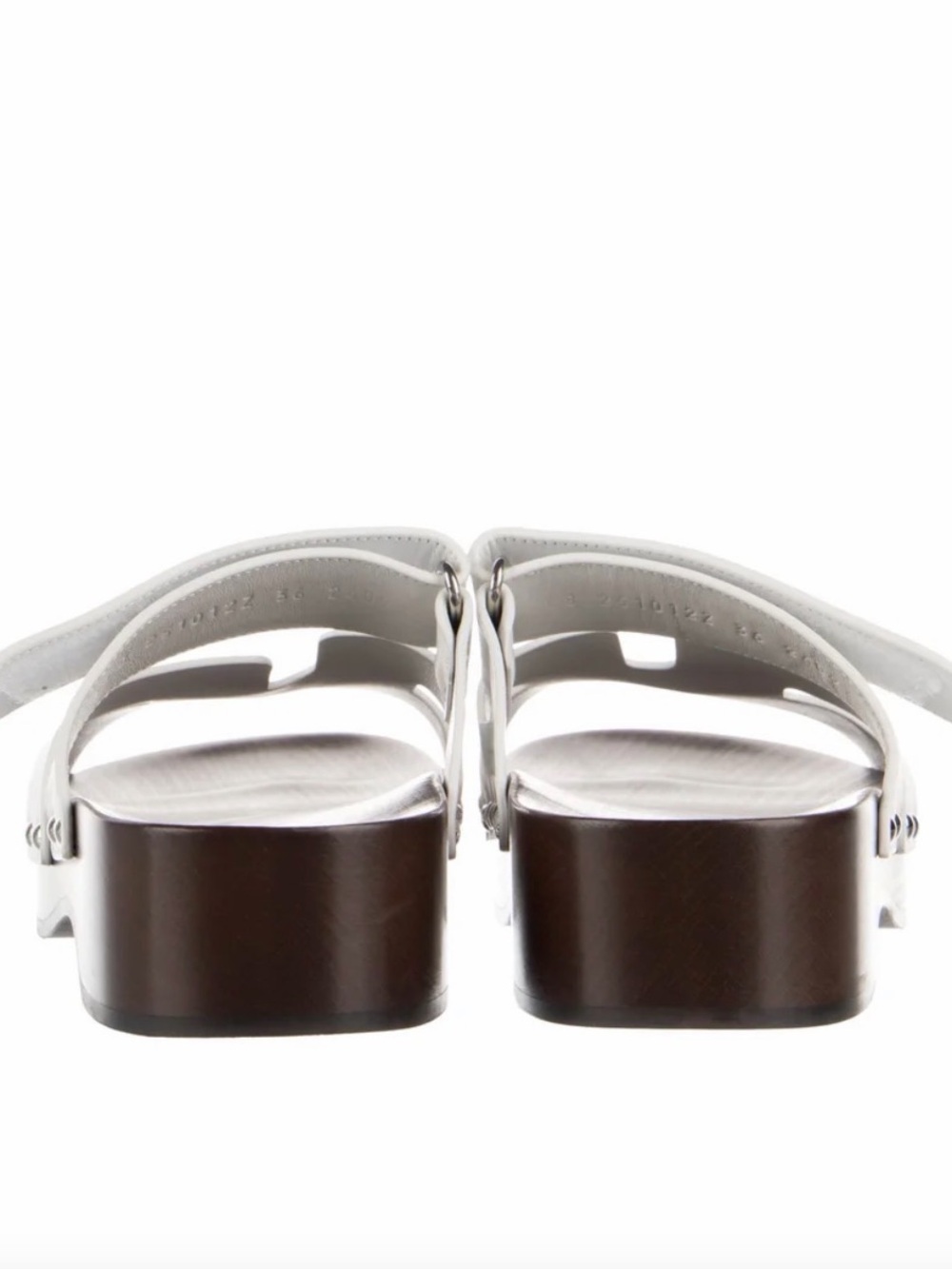 Hermès Kos Brown Leather Platform H Sandals Slides Velcro Size 40 - Picture 4 of 5